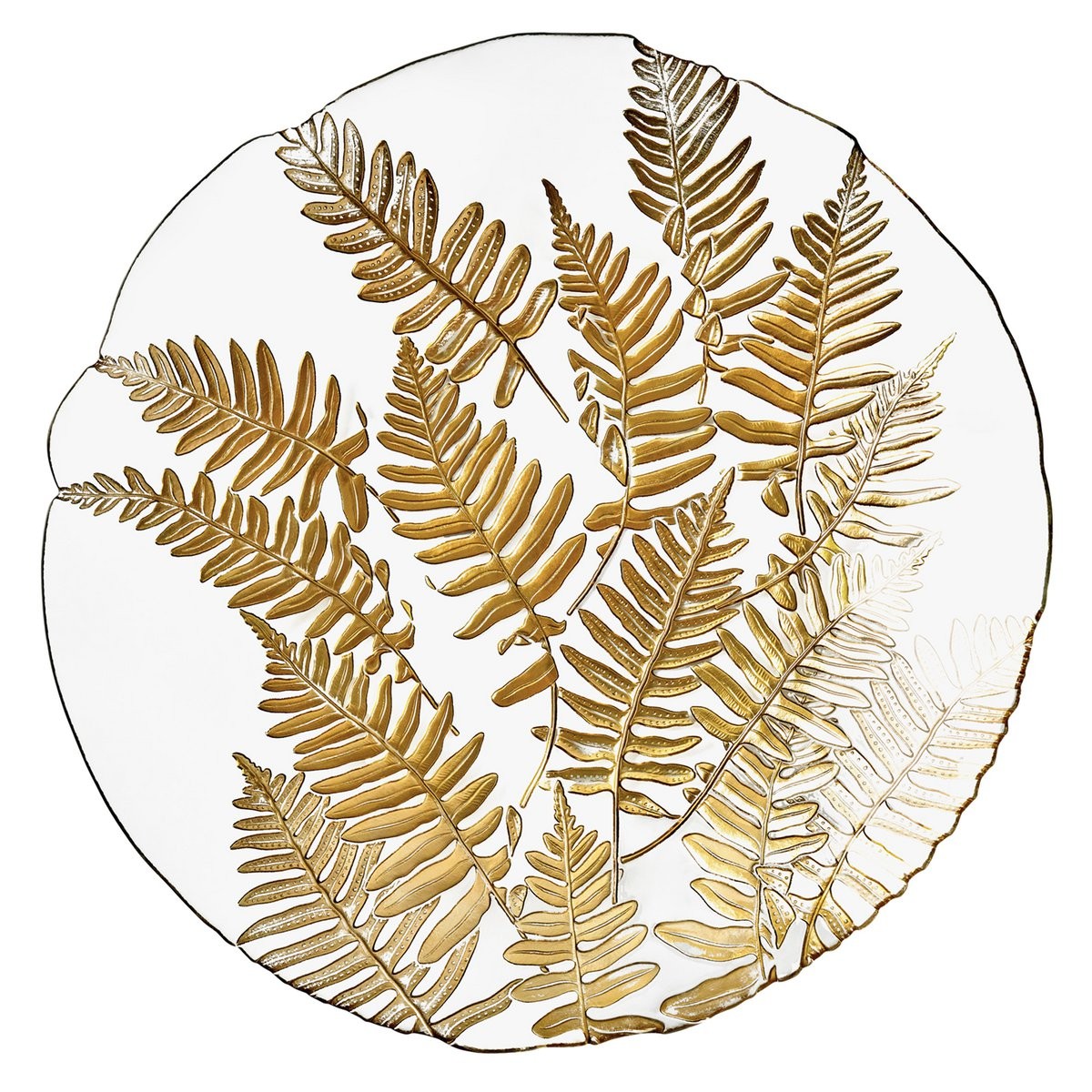 Schale Bowl Gold Fern 40 cm Glas