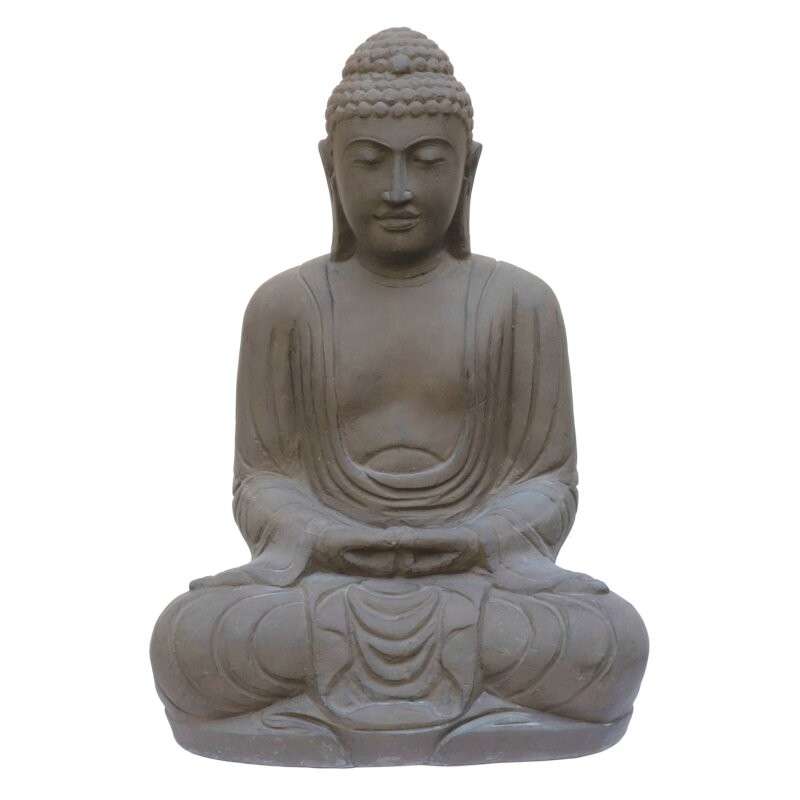 Steinfigur Buddha Japan 80cm braun antik gegossen winterhart