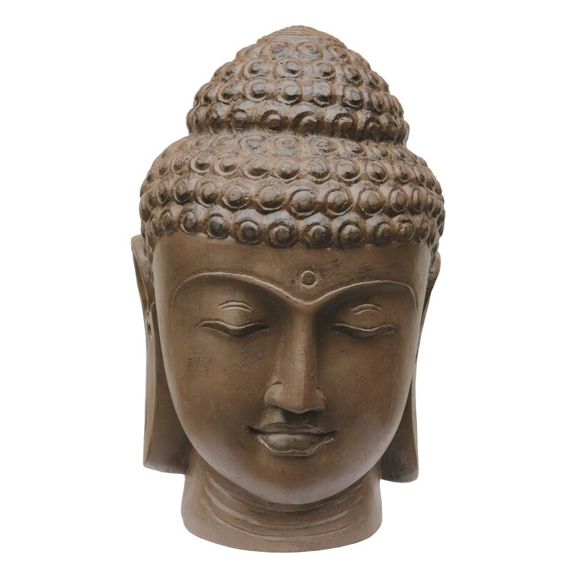 Steinfigur Buddha Kopf 80cm braun antik gegossen winterhart