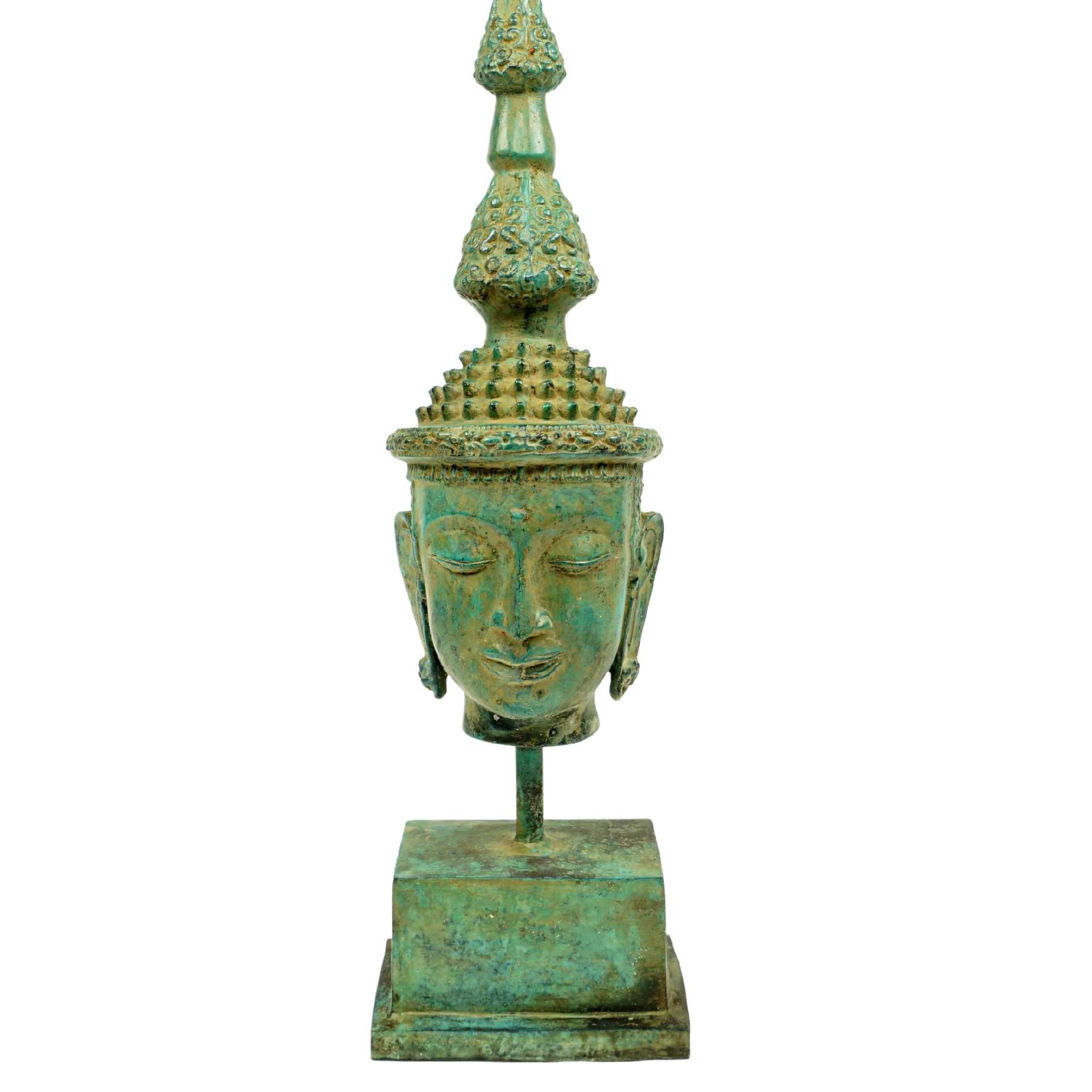 Dekofigur Buddha Kopf auf antikstyle Sockel