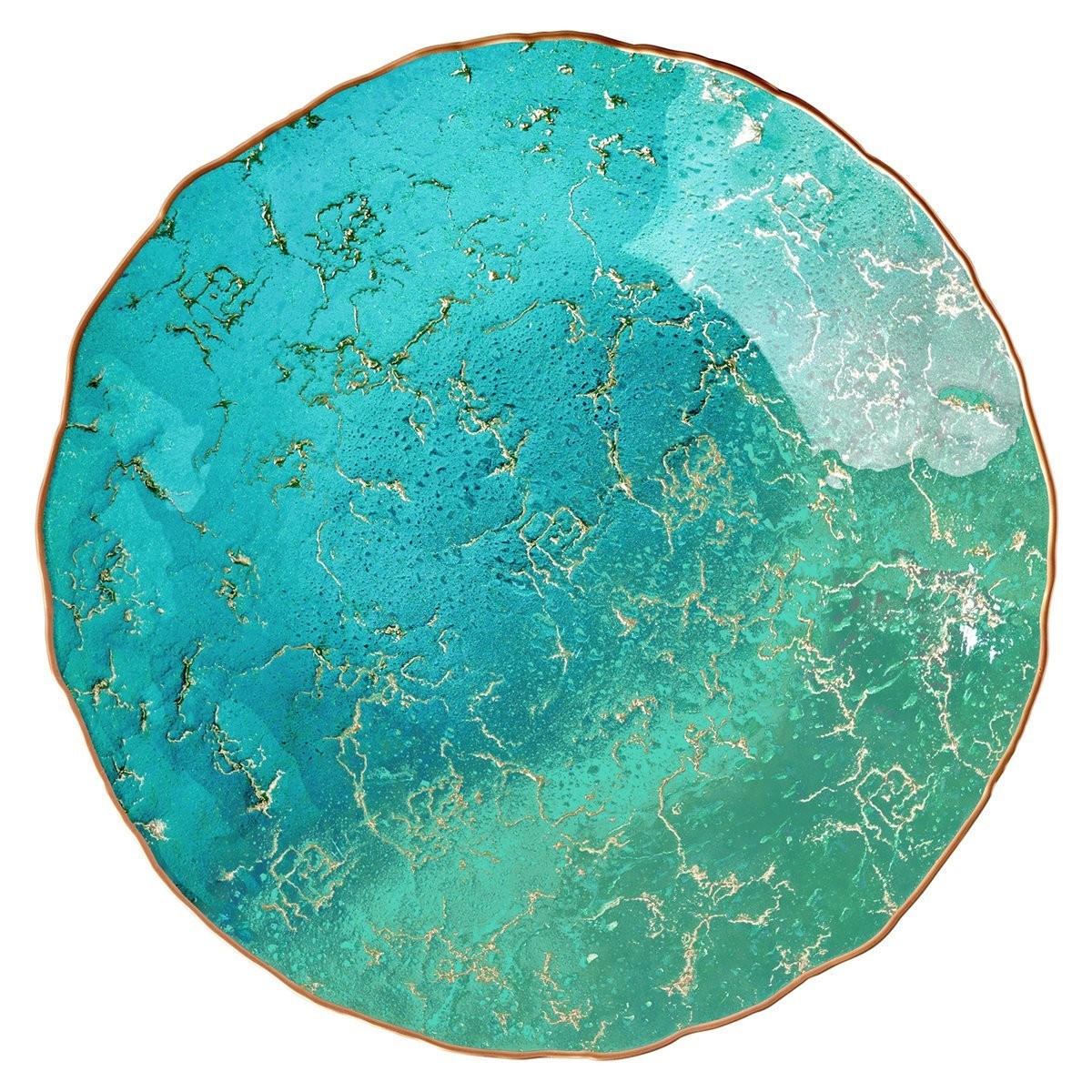 Schale Bowl Marbled Lagoon 39,5 cm Glas